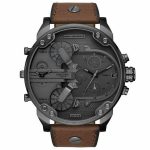 Diesel Mr. Daddy 2.0 DZ7413 Oversized Chronograph Grey Dial Brown Leather Men's Watch