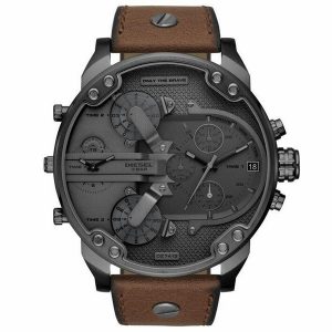 Diesel Mr. Daddy 2.0 DZ7413 Oversized Chronograph Grey Dial Brown Leather Men's Watch