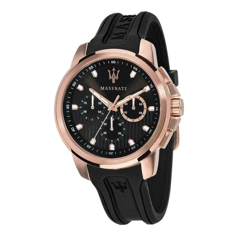 Maserati SFIDA Chronograph Black Dial Black Rubber Strap Men's Watch R851123008