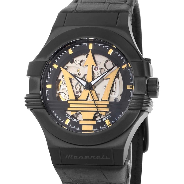 Maserati Men's R8821108021 Automatic Skeleton Watch - Black & Rose Gold