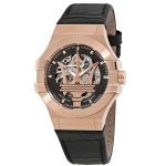 Maserati Potenza Men's Automatic Leather Watch - Black & Gold Tone (R8821108025)