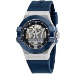 Maserati Potenza Men's Automatic Skeleton Watch - Black/Blue (R8821108028)