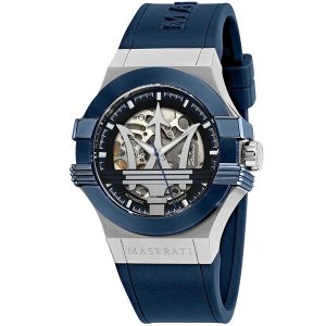 Maserati Potenza Men's Automatic Skeleton Watch - Black/Blue (R8821108028)
