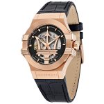Maserati Men's Potenza Automatic Skeleton Watch - Rose Gold & Black Leather (R8821108039)