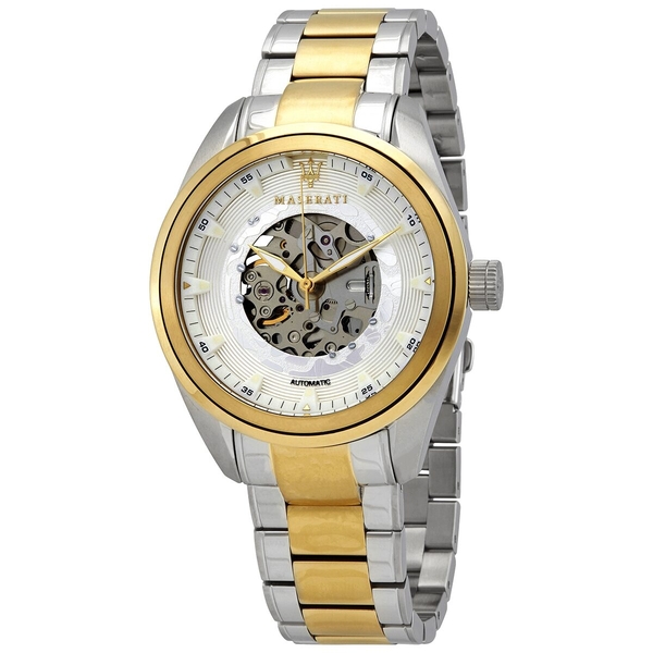Maserati Traguardo Automatic Skeleton Dial Men's Watch - Two-Tone Stainless Steel Bracelet (R8823112003)
