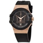 Maserati Potenza Men's Rose Gold-Tone Watch with Black Rubber Strap (R8851108002)