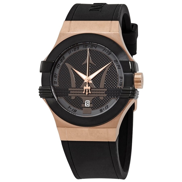 Maserati Potenza Men's Rose Gold-Tone Watch with Black Rubber Strap (R8851108002)