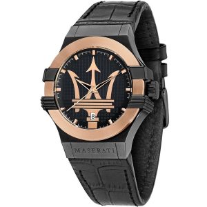 Maserati Potenza Men's Black Dial Rose Gold Accents Watch R8851108032