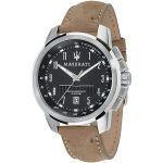 Maserati Successo Men's Watch - Black Dial, Beige Leather Strap (R8851121004)