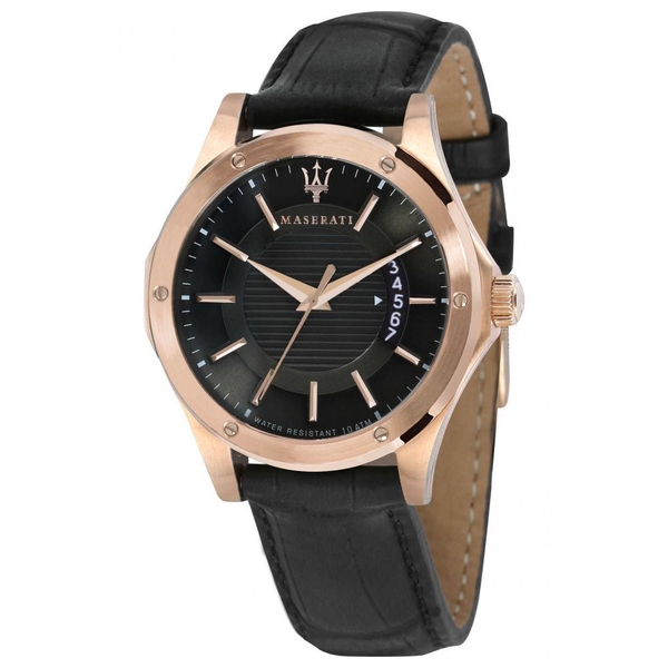 Maserati Circuito Men's Rose Gold & Black Leather Watch R8851127001