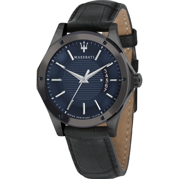 Maserati Circuito Men's Watch - Blue Dial, Black Leather Strap (R8851127002)