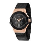 Maserati Potenza Men's Black Mesh Bracelet Watch - Rose Gold & Black (R8853108010)