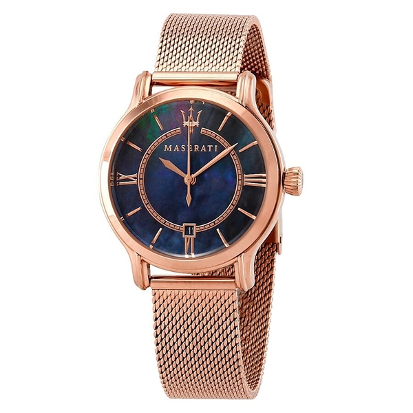 Maserati Epoca Women's Rose Gold-Tone Watch with Blue Mother-of-Pearl Dial (R8853118503)