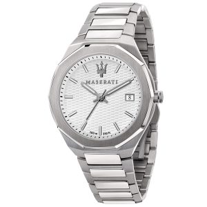 Maserati Stile R8853142005 Men's Silver Stainless Steel Watch with White Dial