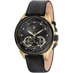 Maserati Men's R8871612033 Black Leather Gold-Tone Watch
