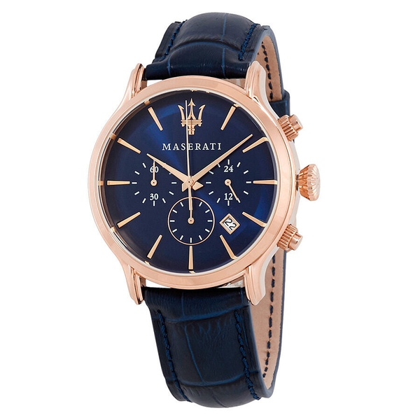 Maserati Epoca Men's Chronograph Watch - Blue Dial with Rose Gold Accents (R8871618007)