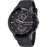 Maserati Ingegno Men's Chronograph Black Leather Watch - 45mm
