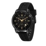 Maserati R8871621011 Men's Black Silicone Quartz Watch - 44mm