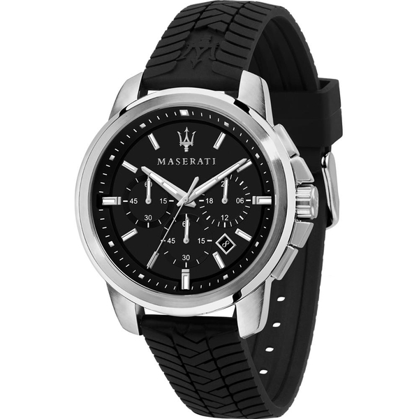 Maserati R8871621014 Men's Black Silicone Quartz Watch - 44mm