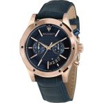 Maserati Circuito Men's Rose Gold-Tone Chronograph Watch with Blue Leather Strap (R8871627002)