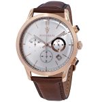 Maserati Ricordo Chronograph Men's Watch - Silver Dial, Rose Gold Case, Brown Leather Strap (R8871633002)