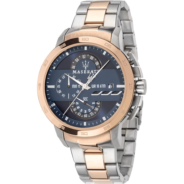 Maserati Ingegno Chronograph Men's Watch - Blue Dial, Two-Tone Stainless Steel Bracelet (R8873619002)