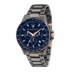 Maserati Sfida Men's Blue Dial Chronograph Watch - Silver-Tone Stainless Steel Bracelet (R8873640001)