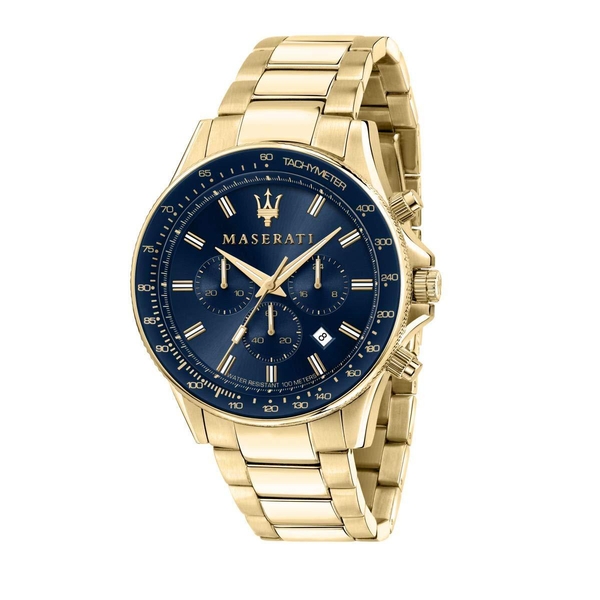Maserati Sfida Men's Blue Dial Gold-Tone Chronograph Watch R8873640008