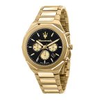 Maserati Men's Stile Gold-Tone Black Dial Watch R8873642001