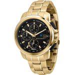 Maserati Successo Gold Chronograph Men's Watch - Black Dial, Gold Bracelet
