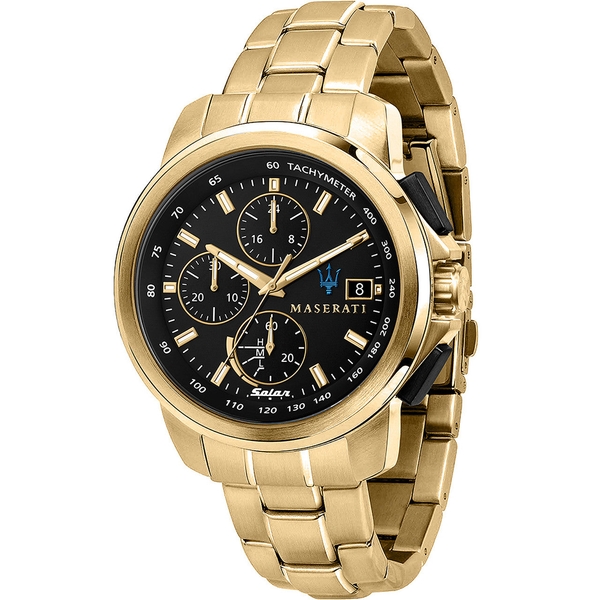 Maserati Successo Gold Chronograph Men's Watch - Black Dial, Gold Bracelet