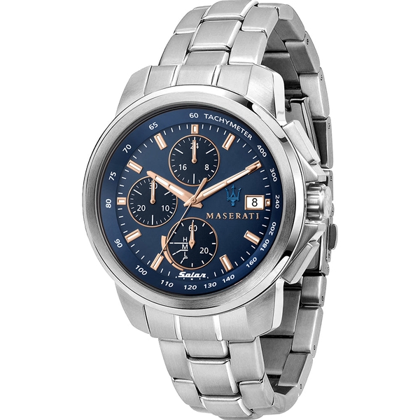 Maserati Successo Chronograph Men's Watch - Silver/Blue (R8873645004)