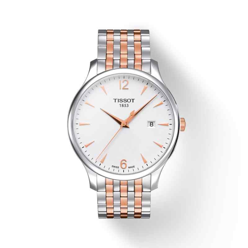 Tissot Tradition Two-Tone White Dial Day-Date Stainless Steel Bracelet T063.610.22.037.01