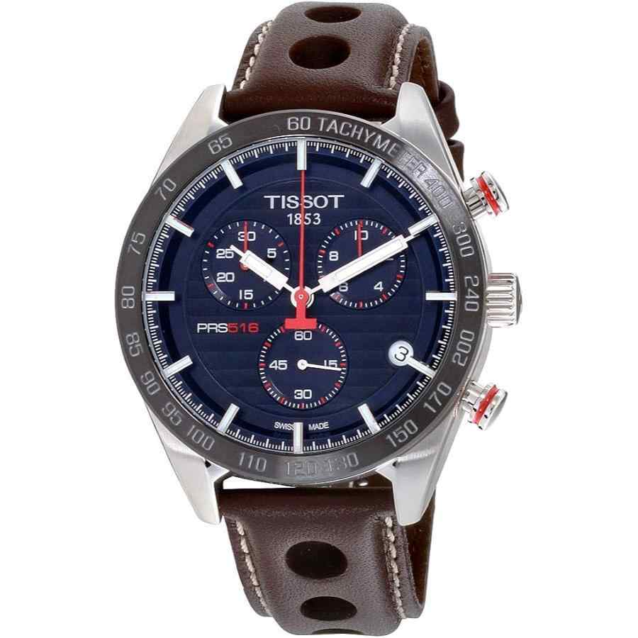Tissot PRS 516 Chronograph Blue Dial Leather Strap Watch T100.417.16.041.00